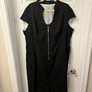 Flattering belted black classic dress